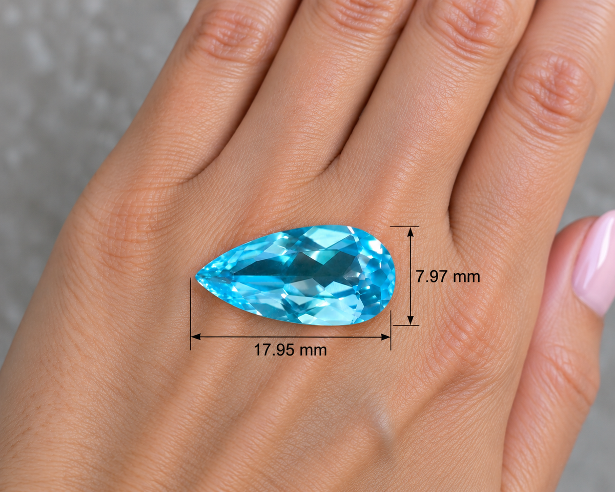 Topazio Sky Naturale Goccia 5.95ct – Pietra Preziosa Azzurra per Gioielleria
