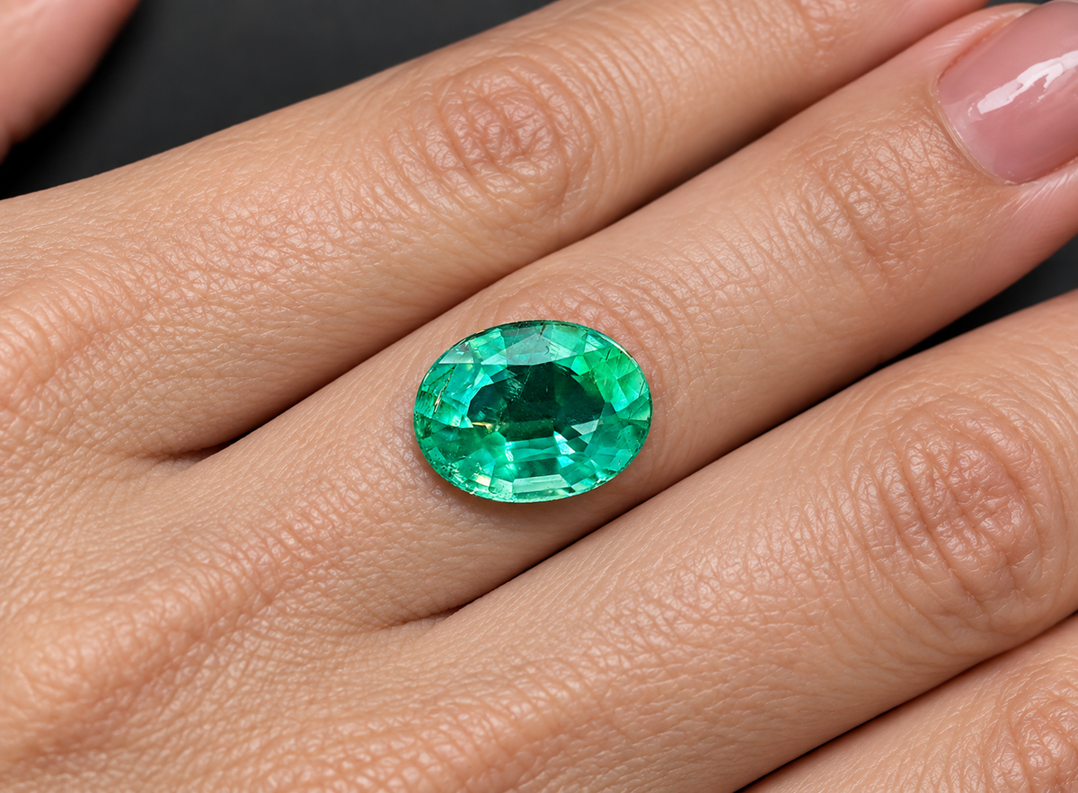 Smeraldo Naturale Ovale 1.20ct - Pietra Preziosa per Gioielleria