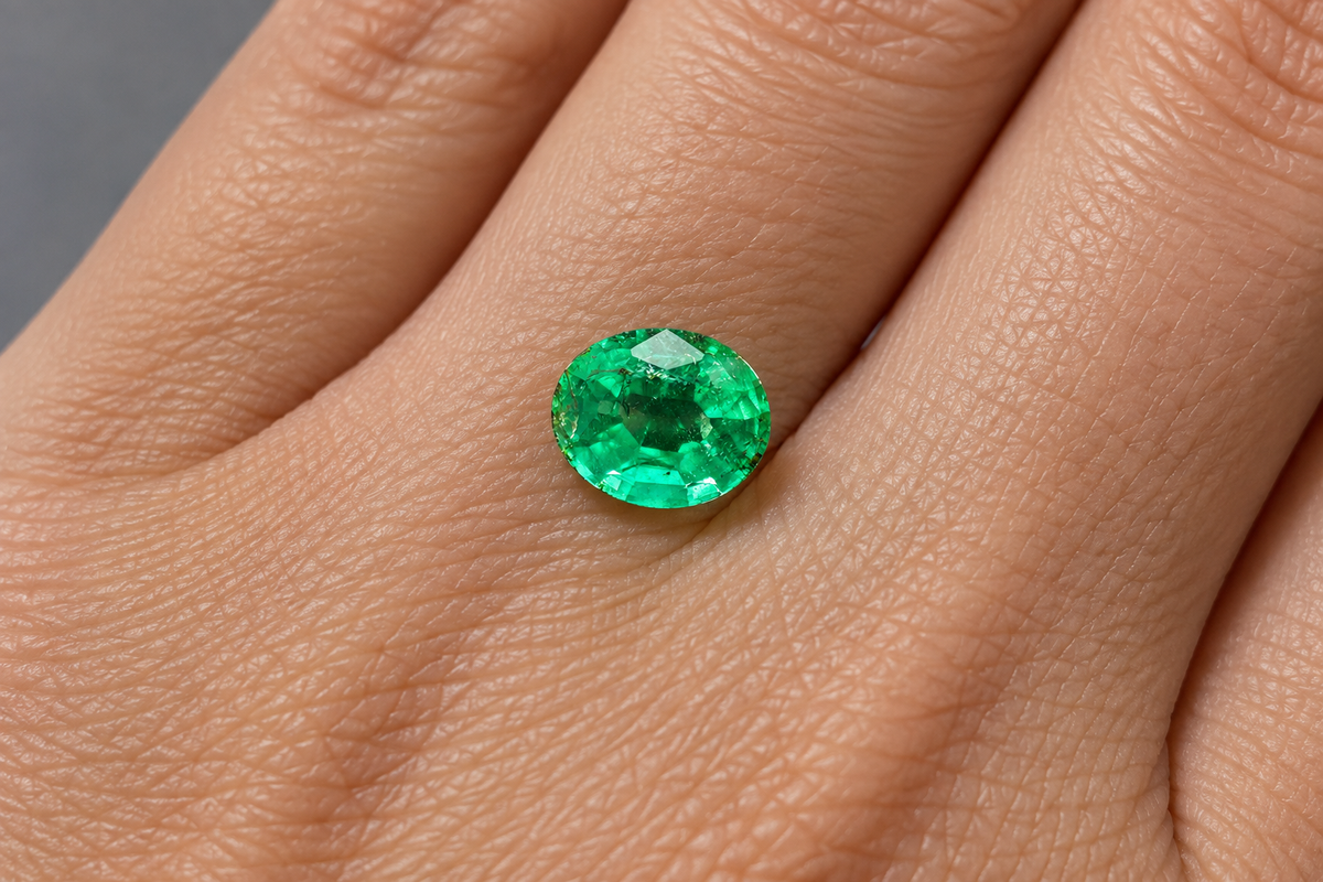 Smeraldo Naturale Ovale 0.55ct - Pietra Preziosa per Gioielleria
