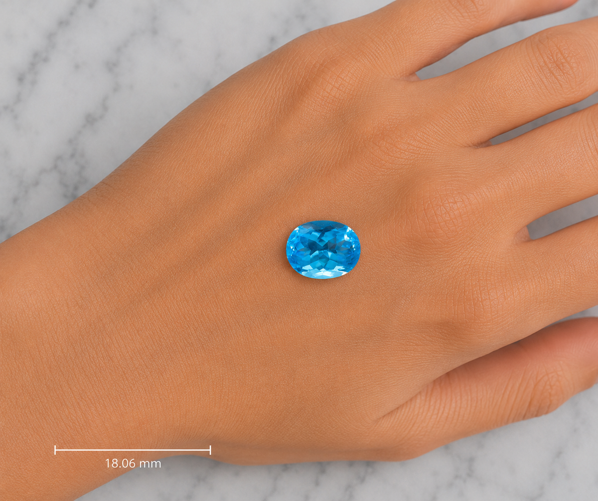 Topazio Swiss Naturale Ovale 17.70ct – Pietra Preziosa Azzurra per Gioielleria