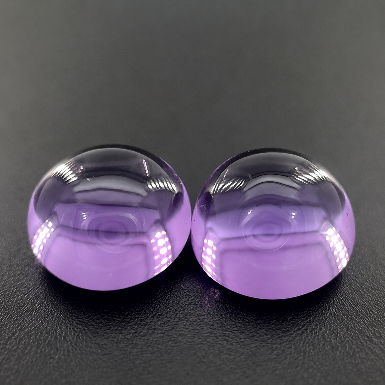 Ametista Naturale Tondi Cabochon 8.00ct - Coppia Viola Intenso