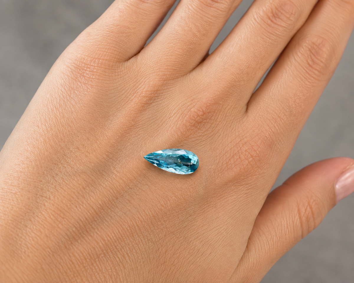 Acquamarina Naturale Goccia 1.60ct – Pietra Preziosa per Gioielleria