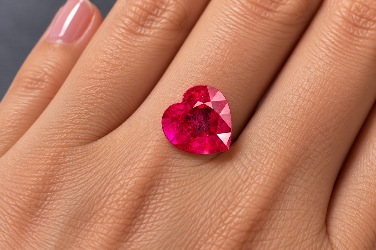 Rubino Naturale Cuore 0.70ct – Pietra Preziosa di Alta Qualità
