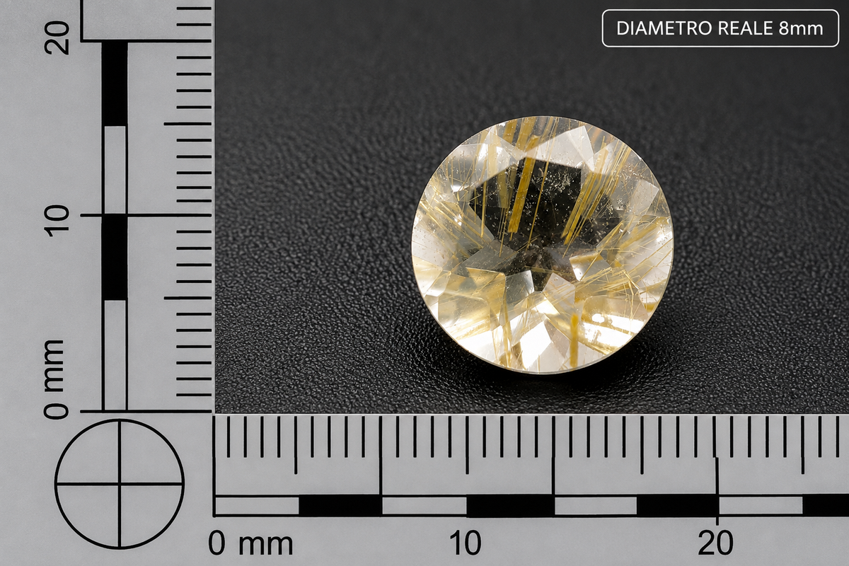 Quarzo Rutilato Naturale Tondo 1.60ct – Pietra Semipreziosa per Gioielleria