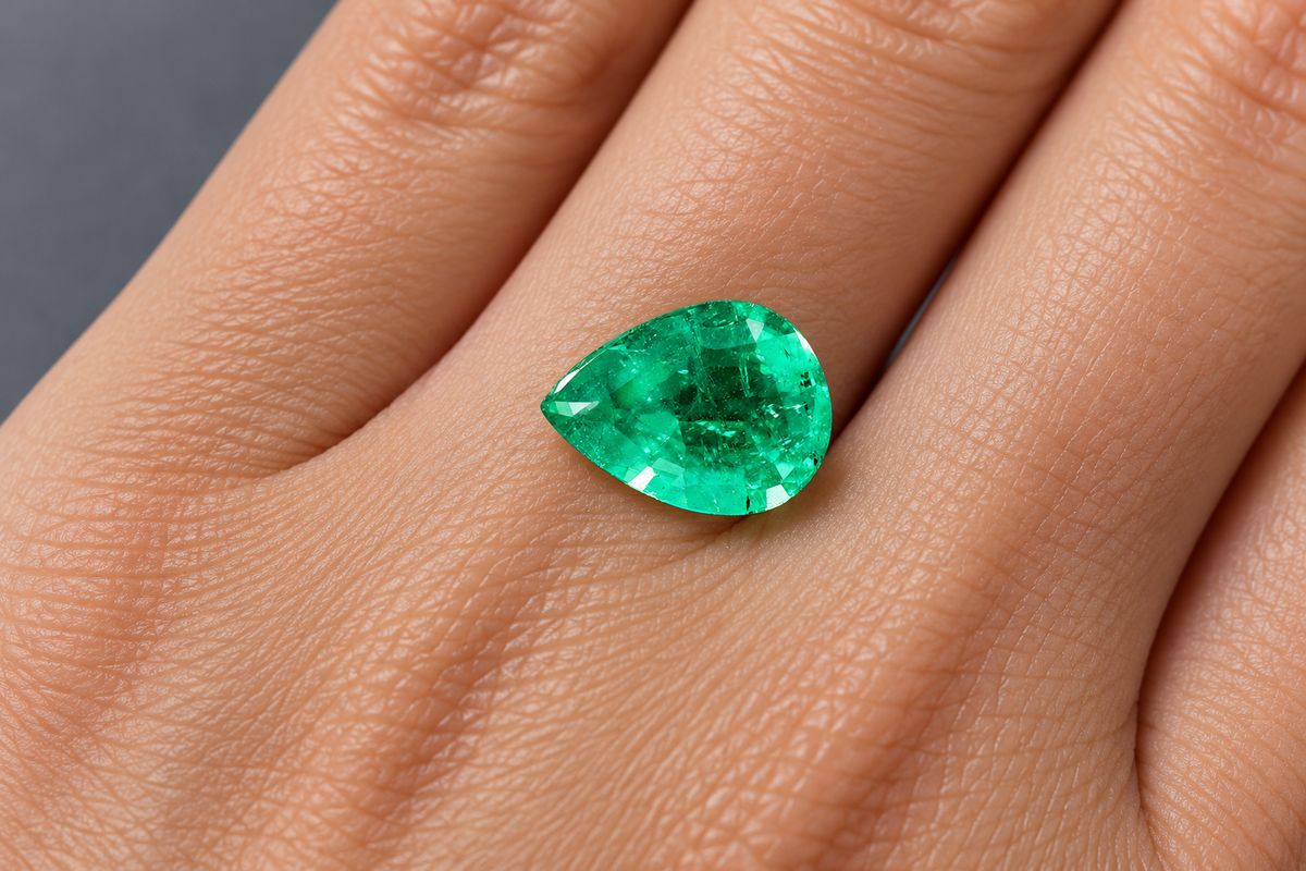 Smeraldo Naturale Goccia 0.70ct - Pietra Preziosa per Gioielleria