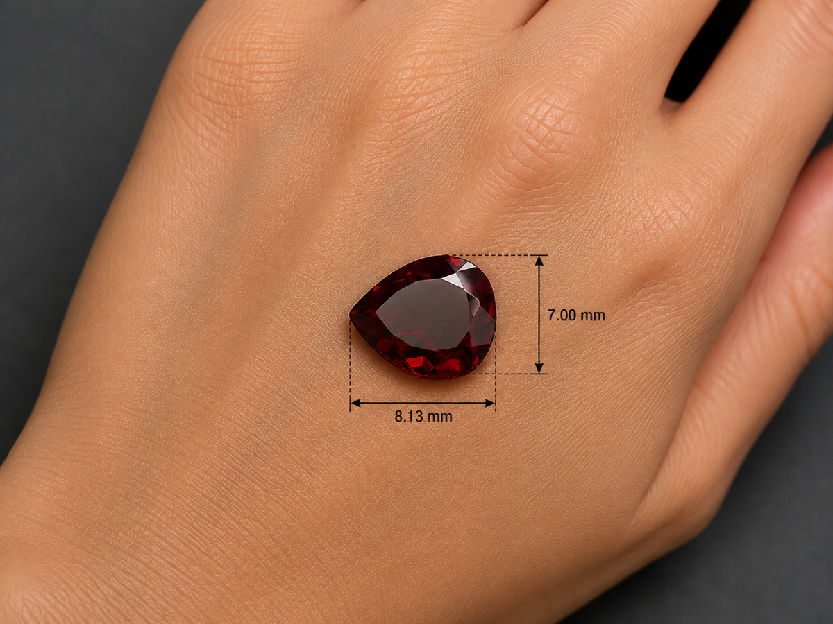 Granato Naturale Goccia 1.60ct – Pietra Preziosa Rossa per Gioielleria