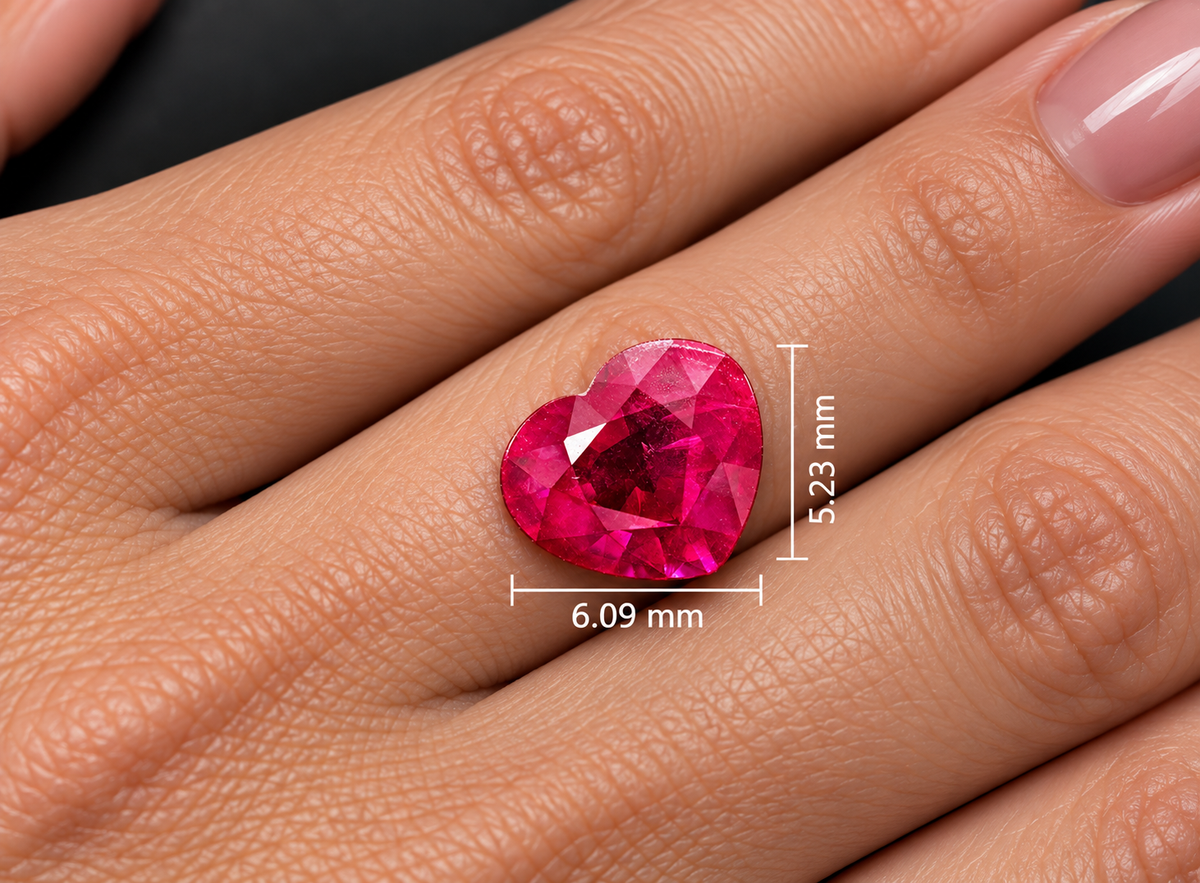 Rubino Naturale Cuore 0.75ct – Pietra Preziosa di Alta Qualità