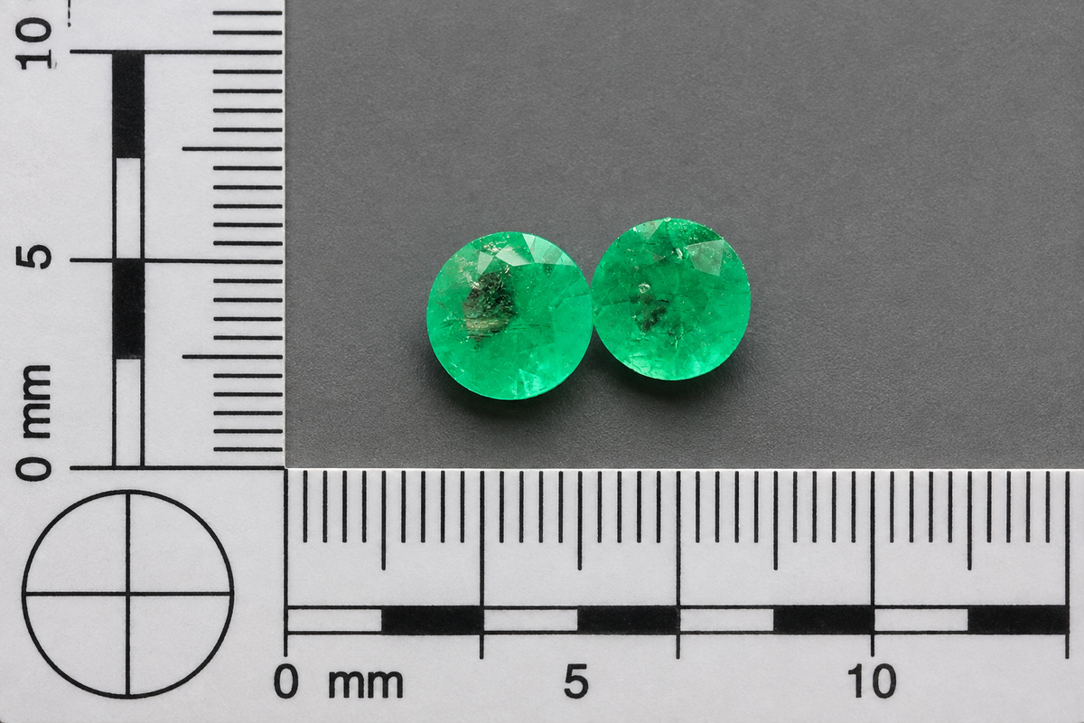 Smeraldo Naturale Tondo 0.35ct - Coppia Pietre Preziose per Gioielleria