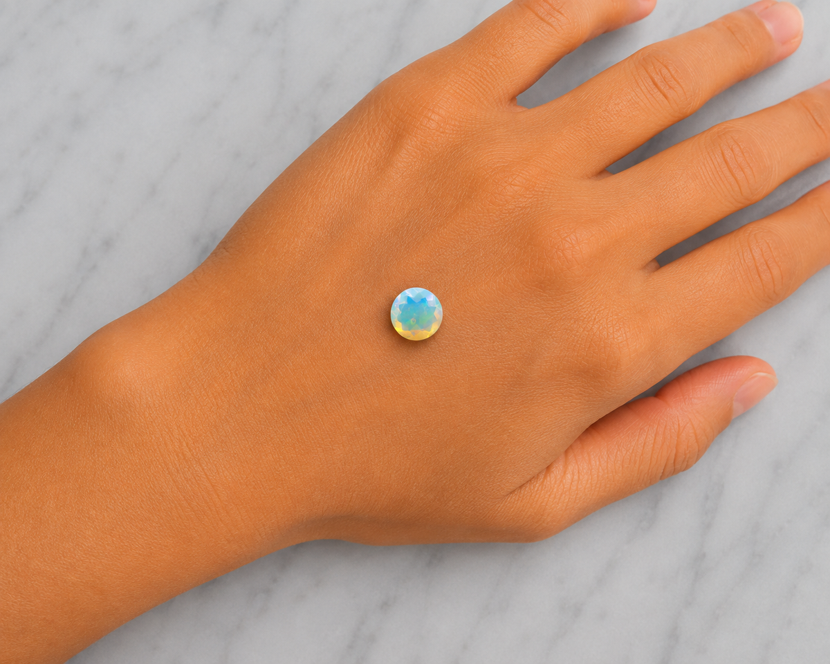 Opale Naturale Tondo 1.55ct – Gemma con Gioco di Colori per Gioielleria