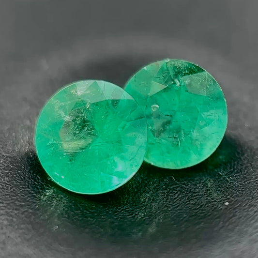 Smeraldo Naturale Tondo 0.35ct - Coppia Pietre Preziose per Gioielleria