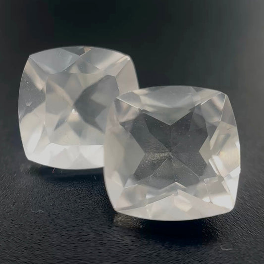 Quarzo Ialino Naturale Cushion 5.90ct – Coppia Pietra Semipreziosa per Gioielleria