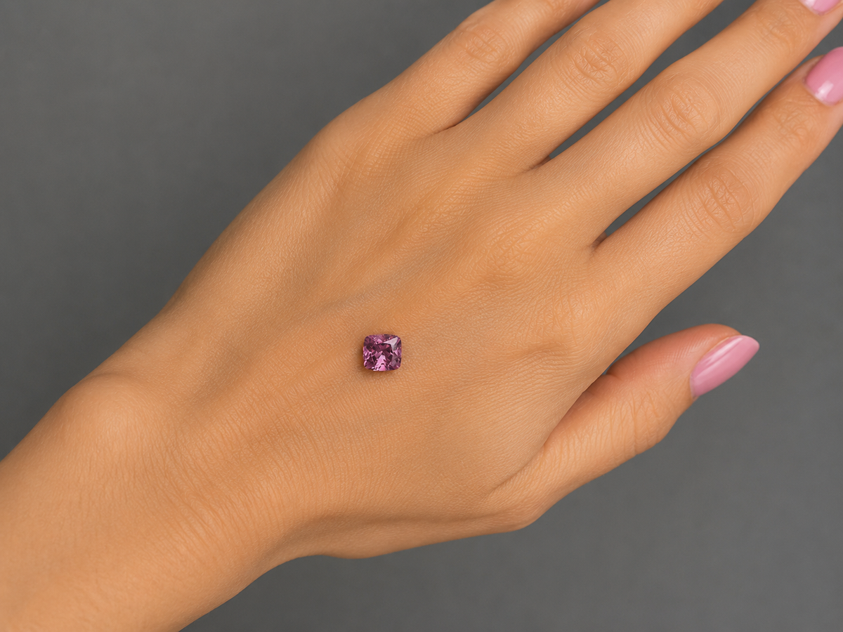 Spinello Viola Naturale Cushion 0.85ct – Gemma Rara per Alta Gioielleria