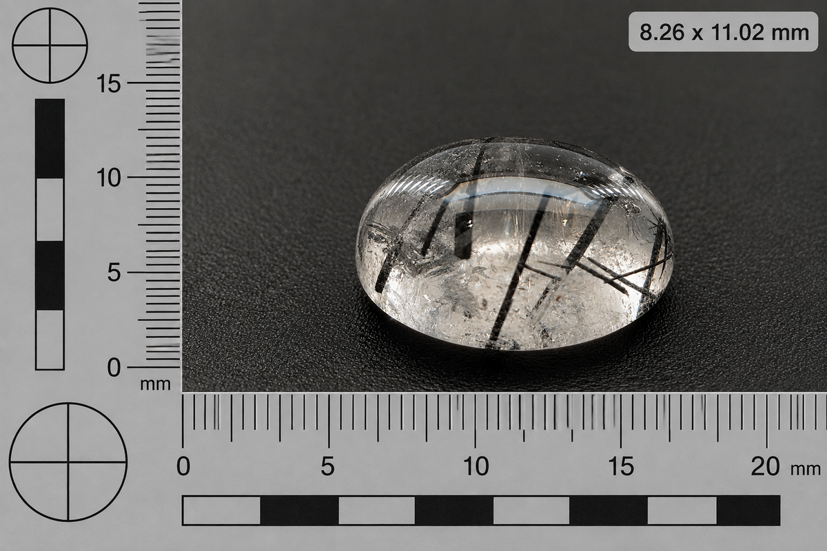 Quarzo Tormalinato Ovale Cabochon 3.35ct – Pietra Naturale per Gioielleria