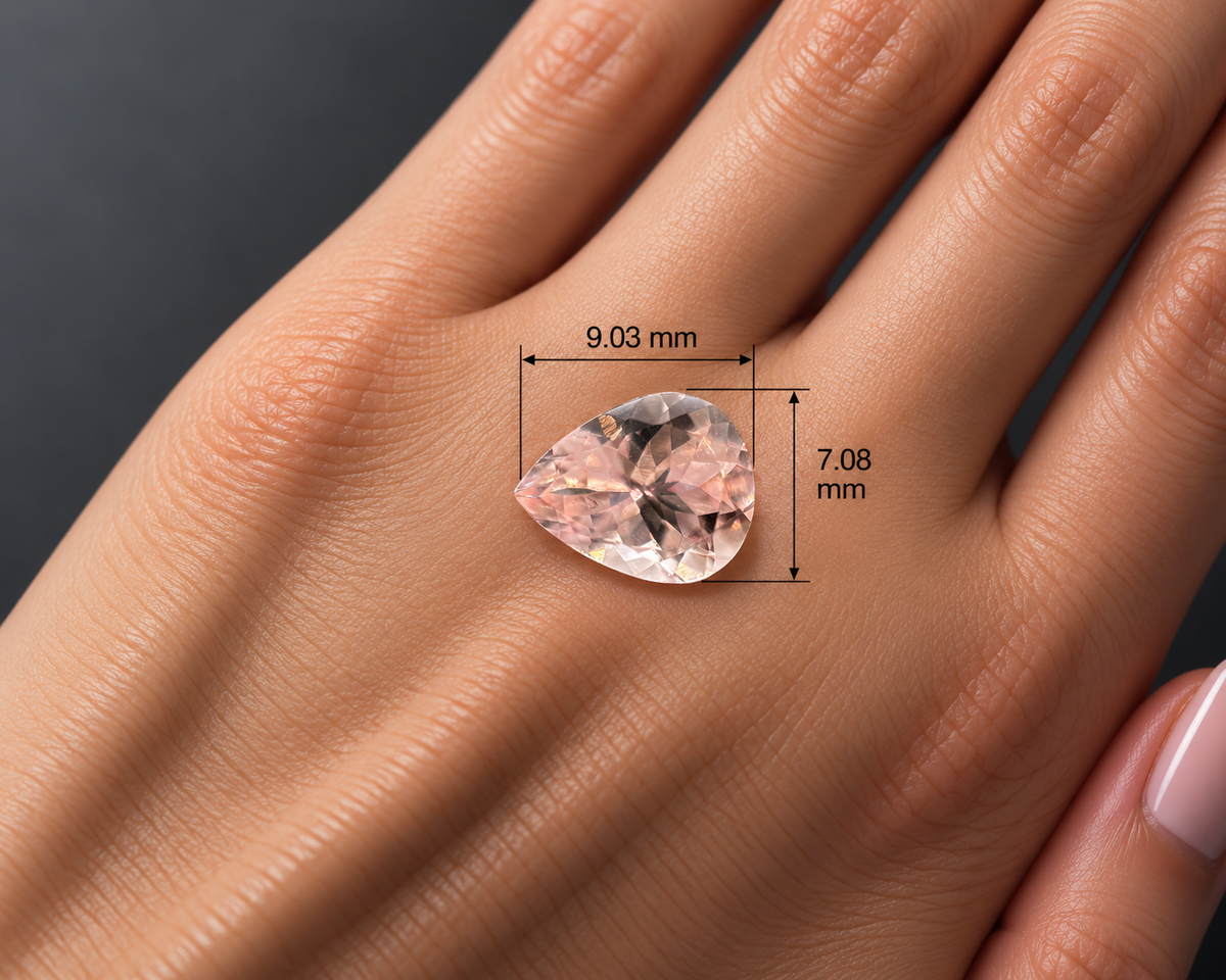 Morganite Naturale Goccia 1.45ct – Pietra Preziosa Rosa per Gioielleria