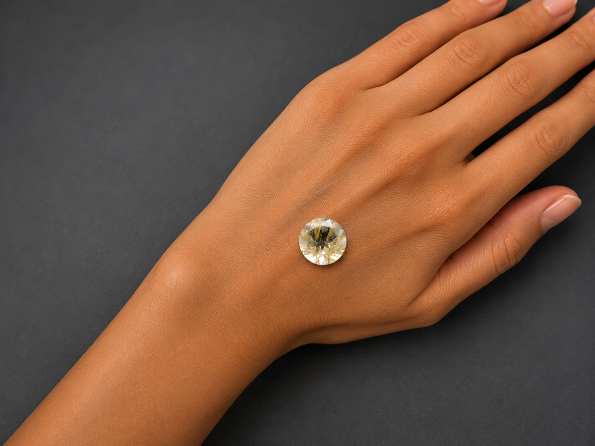 Quarzo Rutilato Naturale Tondo 1.60ct – Pietra Semipreziosa per Gioielleria