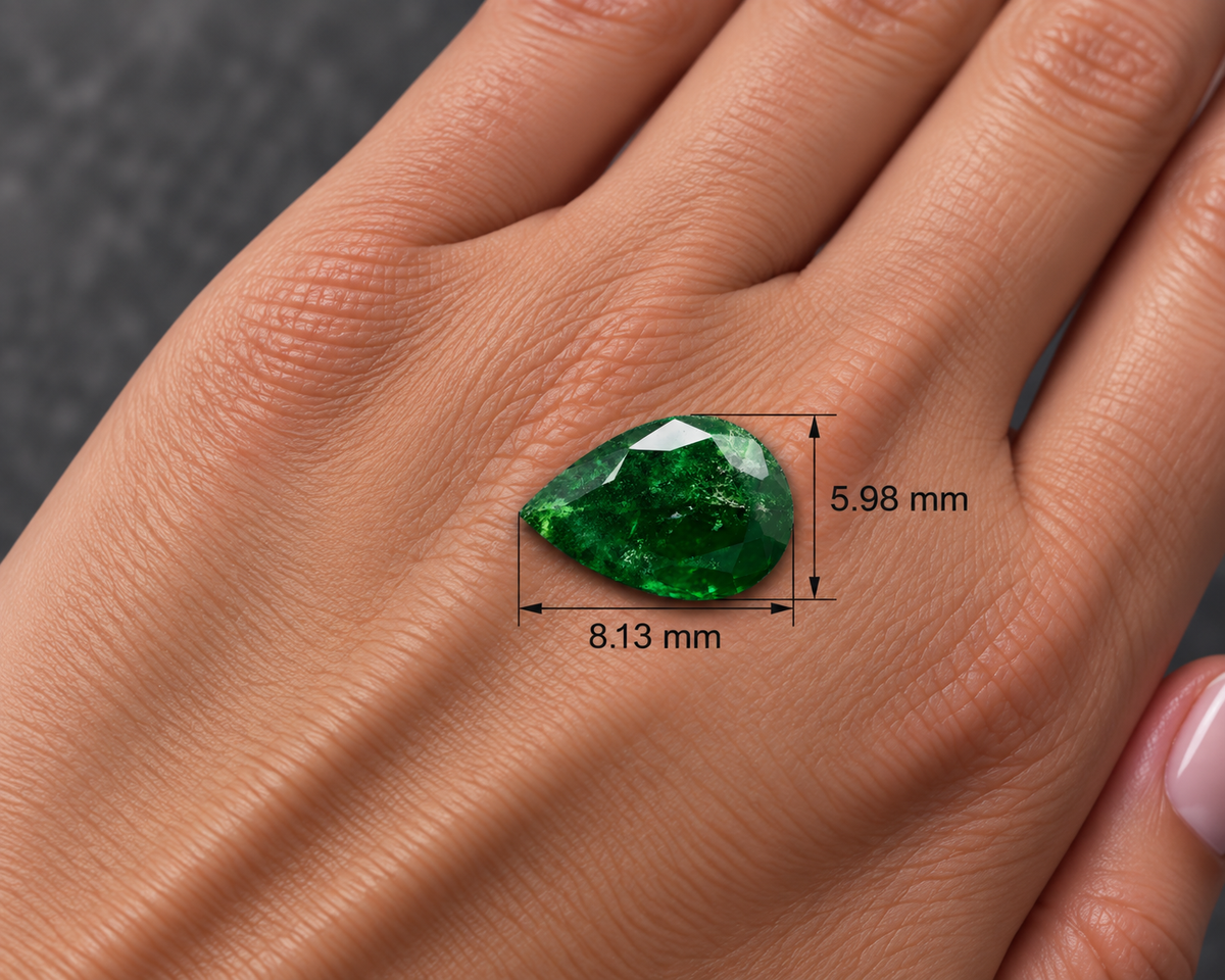Tsavorite Naturale Goccia 1.30ct – Gemma Rara Verde per Gioielleria
