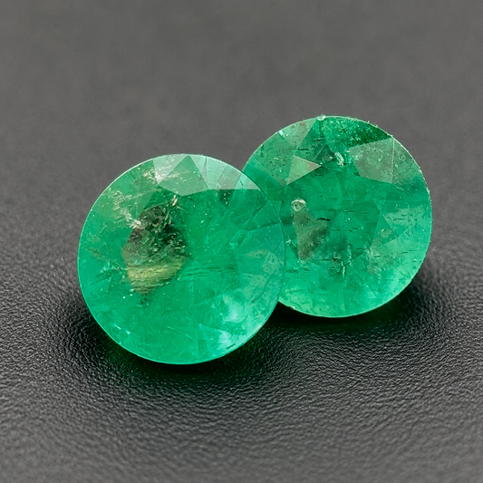 Smeraldo Naturale Tondo 0.35ct - Coppia Pietre Preziose per Gioielleria
