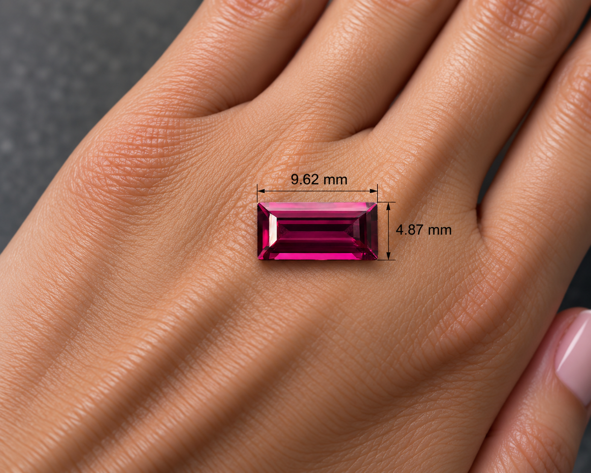 Rodolite Naturale Baguette 1.65ct – Granato Porpora per Alta Gioielleria