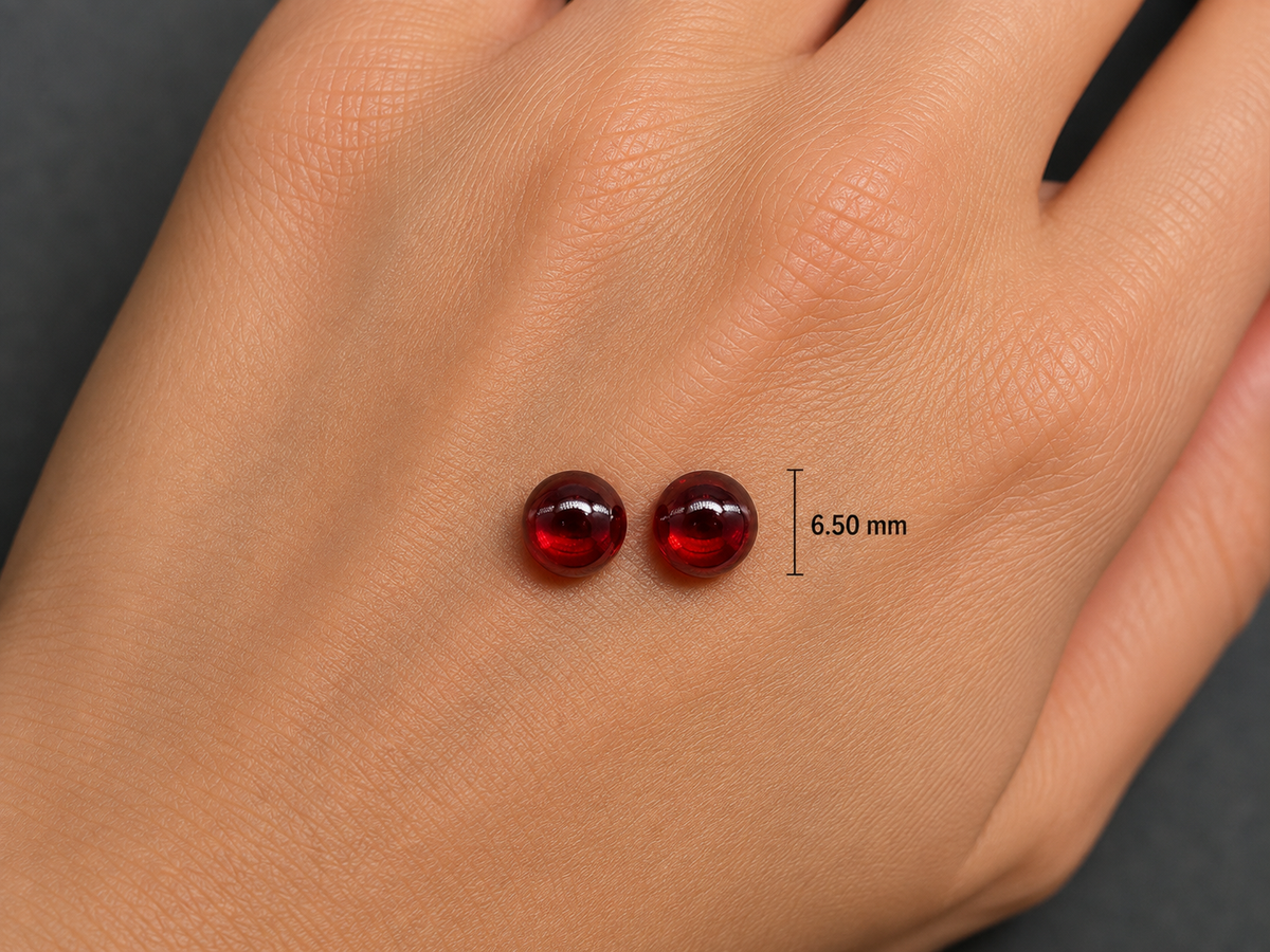Granato Naturale Tondi Cabochon 3.25ct – Pietra Preziosa Rossa per Gioielleria